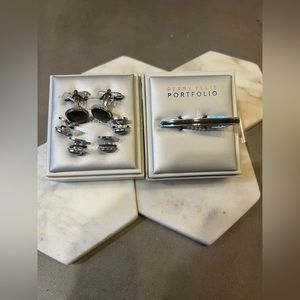 Perry Ellis Portfolio Tie Bar & Cufflink Set